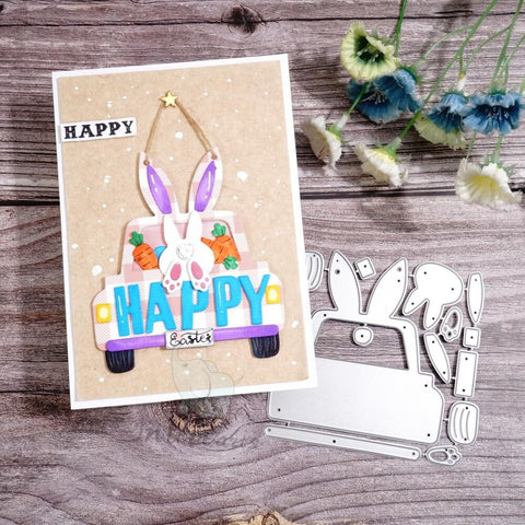 Inlovearts Cute Rabbit Truck Cutting Dies