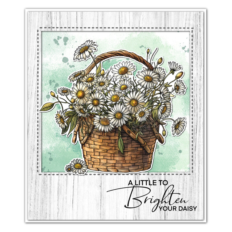 Inlovearts Daisy Flower Basket Die with Stamps Set
