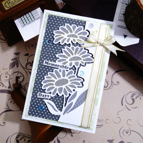 Inlovearts Daisy Flower Half Border Cutting Dies