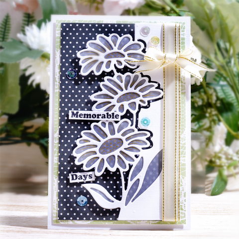 Inlovearts Daisy Flower Half Border Cutting Dies