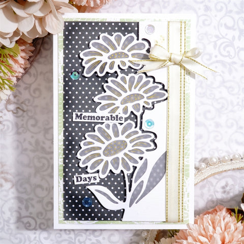 Inlovearts Daisy Flower Half Border Cutting Dies