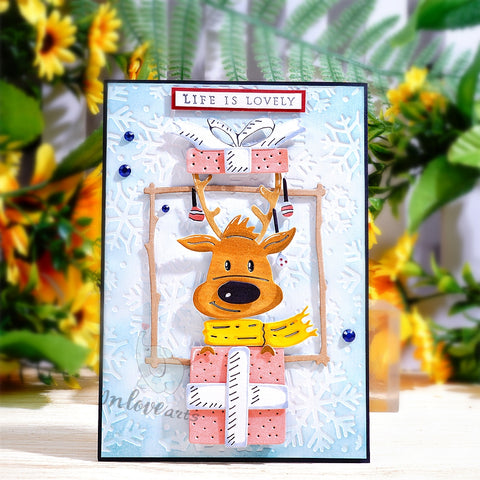 Inlovearts Deer in the Gift Box Cutting Dies