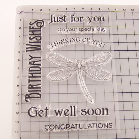 Inlovearts Dragonfly with Word Clear Stamps