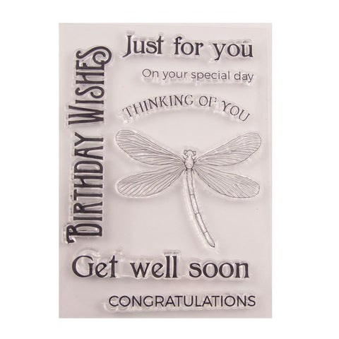 Inlovearts Dragonfly with Word Clear Stamps