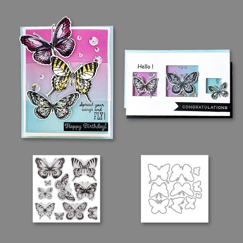 Inlovearts Elegant Butterfly Dies with Stamps Set