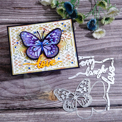 Inlovearts Elegant Butterfly with Word Cutting Dies