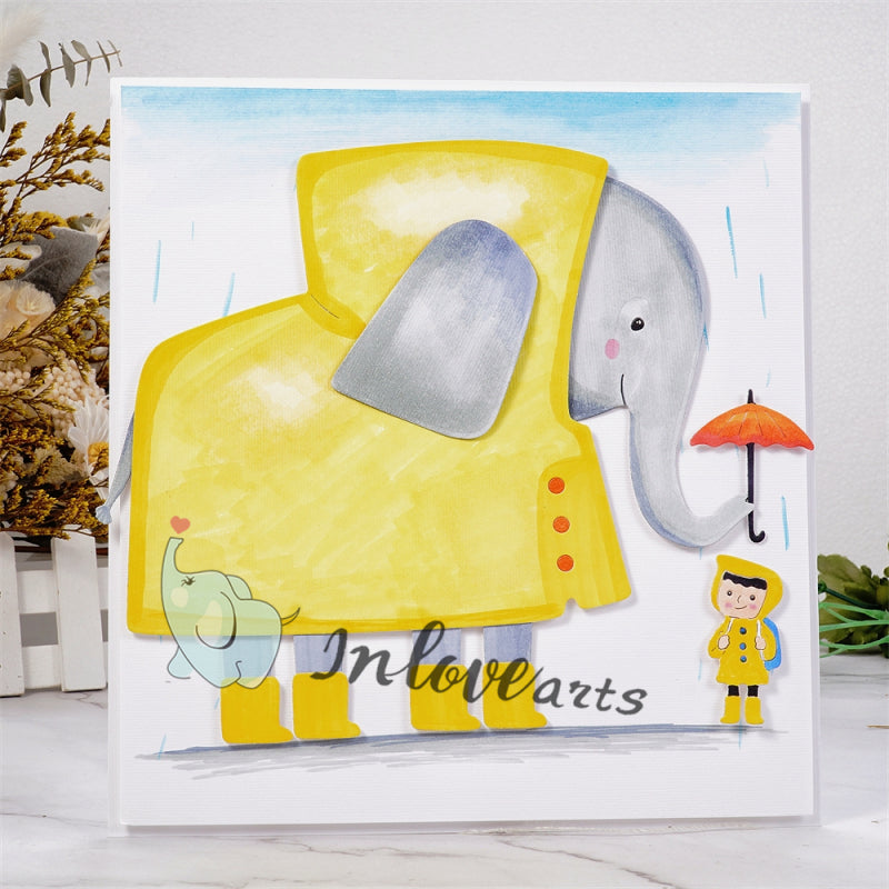 Inlovearts Elephant and Little Boy Cutting Dies