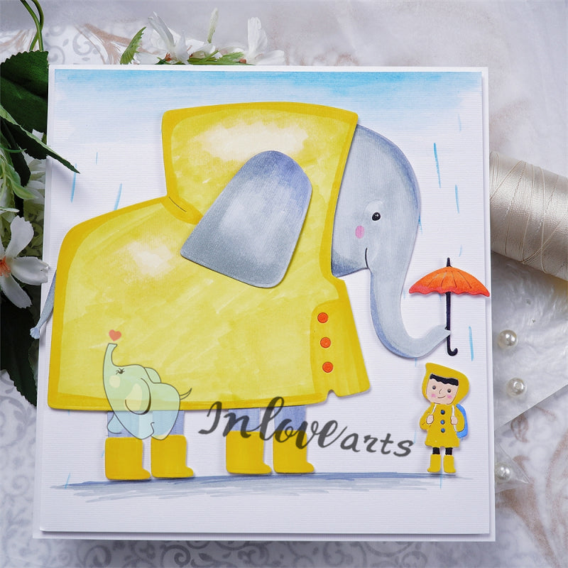 Inlovearts Elephant and Little Boy Cutting Dies