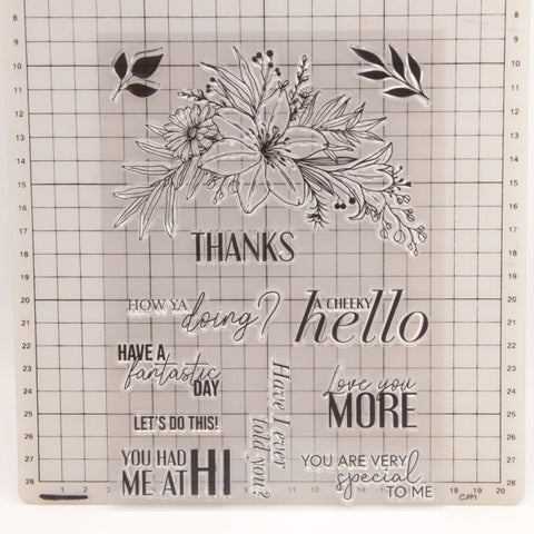 Inlovearts English Words and Flower Clear Stamps
