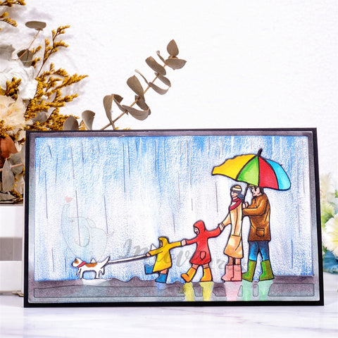 Inlovearts Family Walking in the Rain Cutting Dies