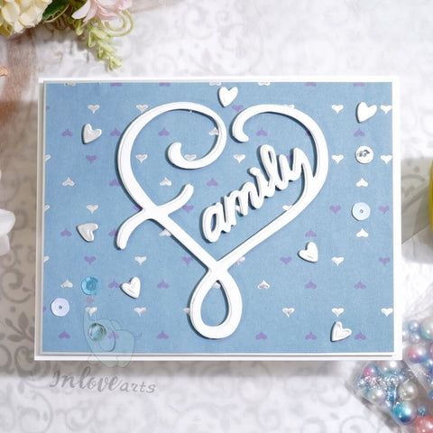 Inlovearts Family Word with Heart Shape Cutting Dies