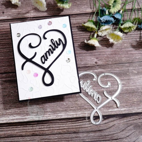 Inlovearts Family Word with Heart Shape Cutting Dies