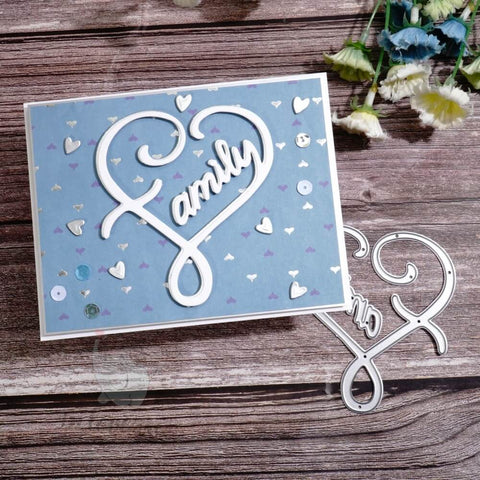 Inlovearts Family Word with Heart Shape Cutting Dies