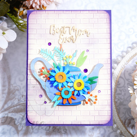 Inlovearts Floral Teapot Cutting Dies