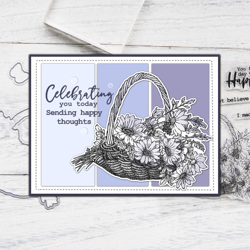 Inlovearts Flower Basket Die with Stamps Set