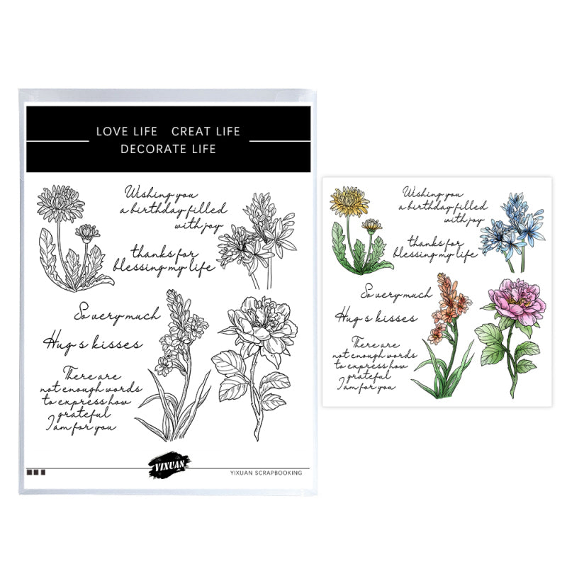 Inlovearts Flower and Word Dies with Stamps Set