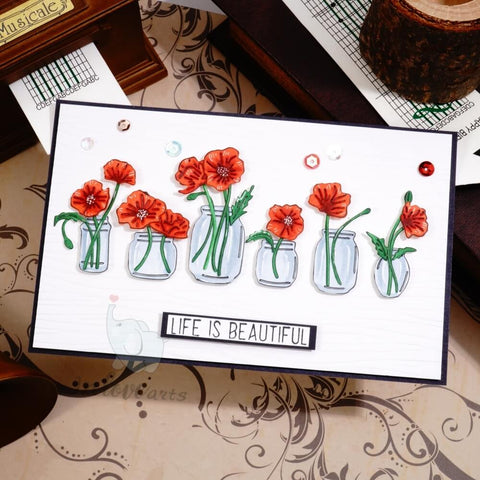 Inlovearts Flowers in the Bottle Cutting Dies