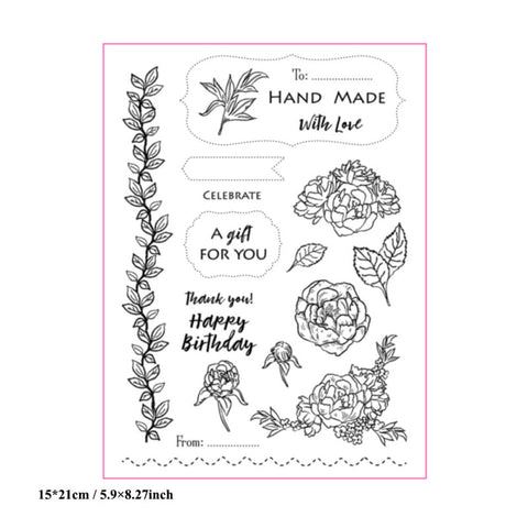 Inlovearts Flowers with Word Clear Stamps