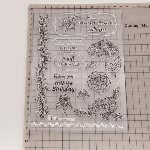 Inlovearts Flowers with Word Clear Stamps