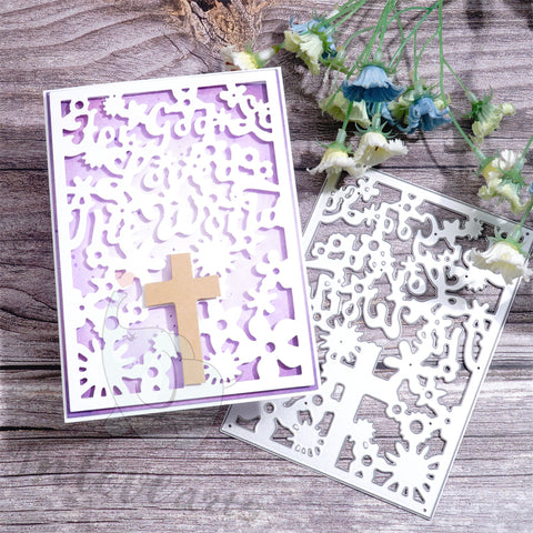 Inlovearts Flower with Cross Background Board Cutting Dies