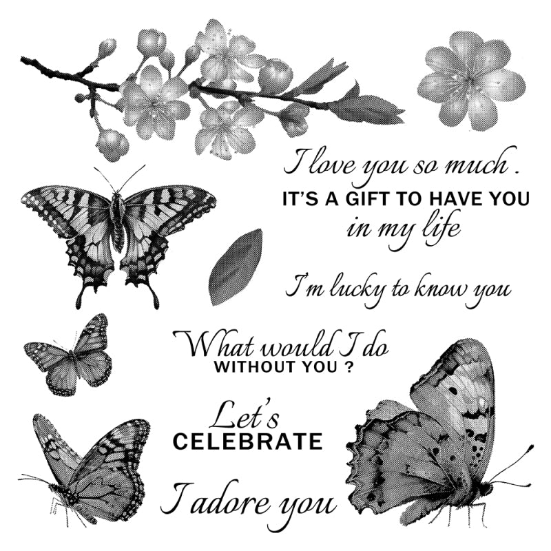 Inlovearts Flying Butterfly Die with Stamps Set