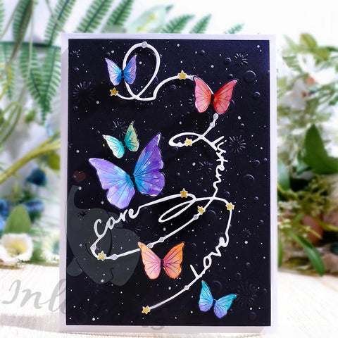 Inlovearts Flying Butterfly with Word Cutting Dies