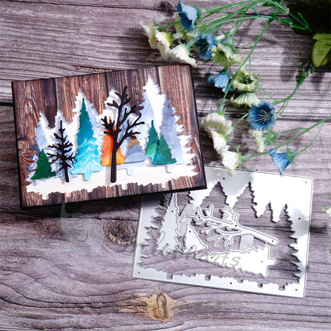 Inlovearts Forest Rectangular Board Cutting Dies