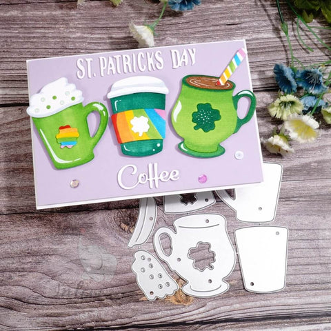 Inlovearts Four Leaf Clover Coffee Cup Cutting Dies