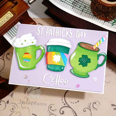 Inlovearts Four Leaf Clover Coffee Cup Cutting Dies