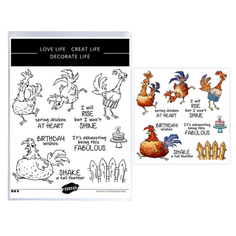 Inlovearts Funny Chicken Dies with Stamps Set