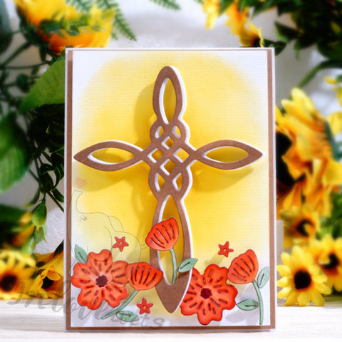 Inlovearts Geometric Cross with Flowers Cutting Dies