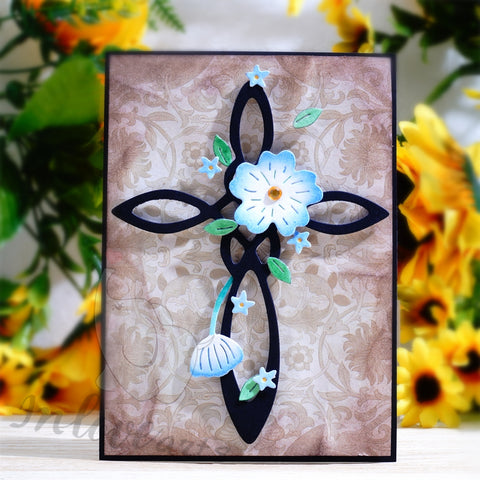 Inlovearts Geometric Cross with Flowers Cutting Dies