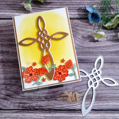 Inlovearts Geometric Cross with Flowers Cutting Dies