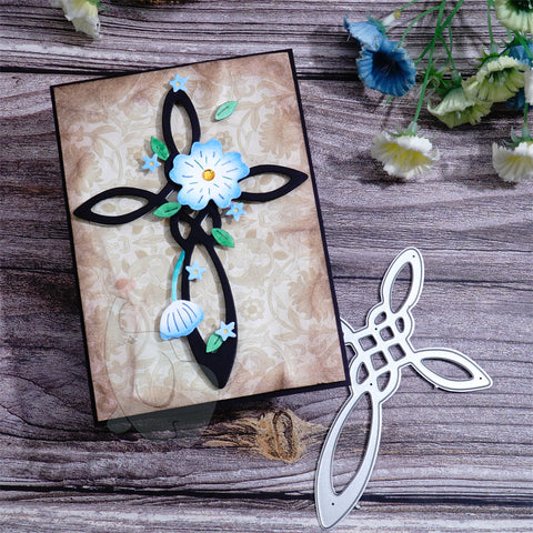 Inlovearts Geometric Cross with Flowers Cutting Dies