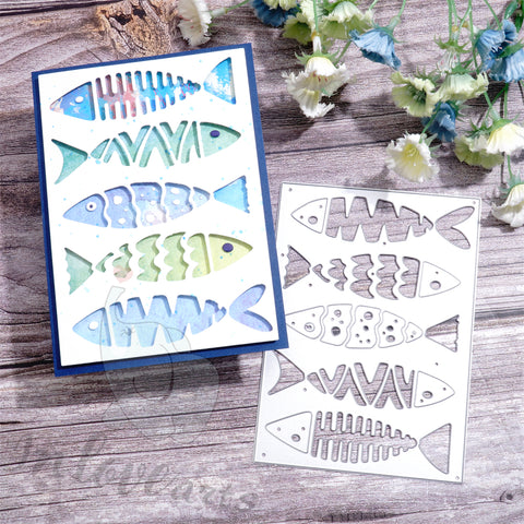 Inlovearts Geometric Pattern Fish Background Board Cutting Dies