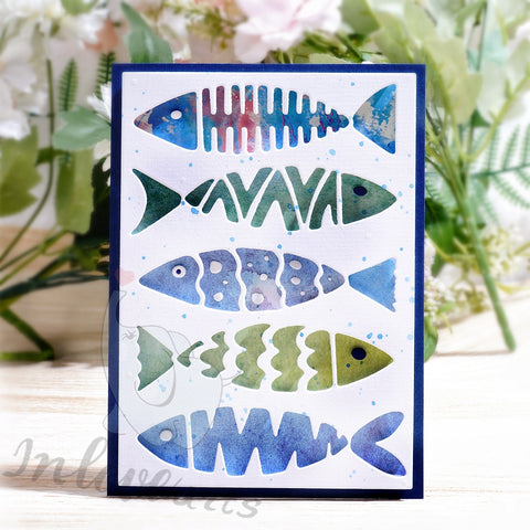 Inlovearts Geometric Pattern Fish Background Board Cutting Dies