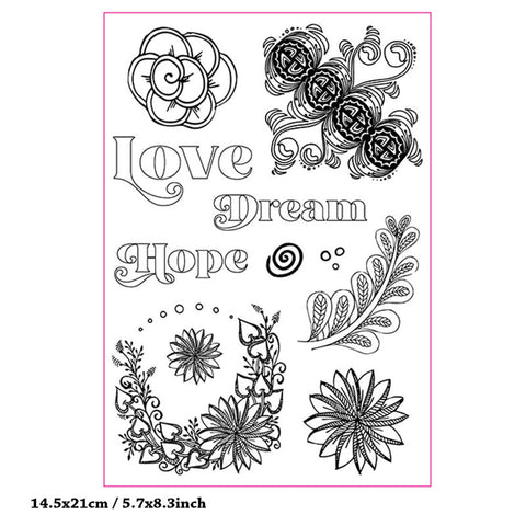 Inlovearts Geometric Pattern Flower Clear Stamps