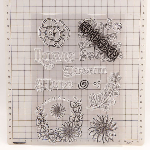 Inlovearts Geometric Pattern Flower Clear Stamps