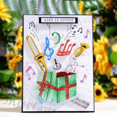 Inlovearts Gift Box and Musical Instruments Cutting Dies