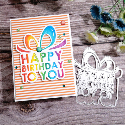 Inlovearts Gift Box with Birthday Word Cutting Dies