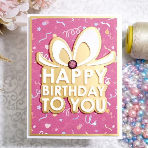 Inlovearts Gift Box with Birthday Word Cutting Dies