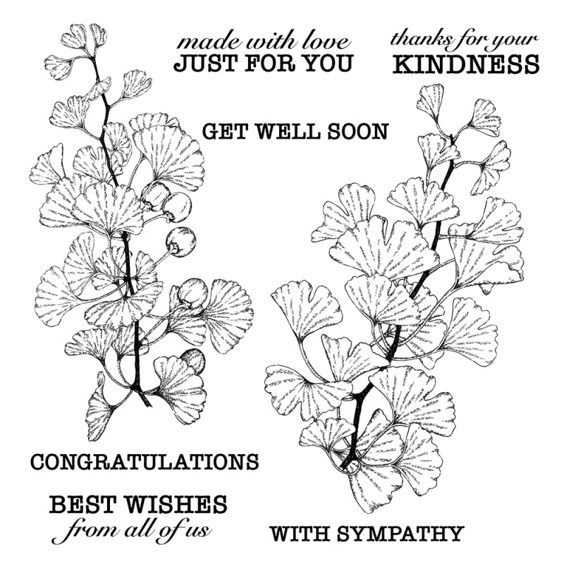 Inlovearts Ginkgo Leaves Dies with Stamps Set