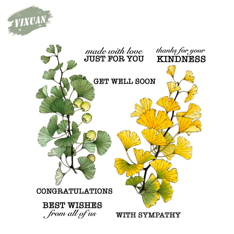 Inlovearts Ginkgo Leaves Dies with Stamps Set