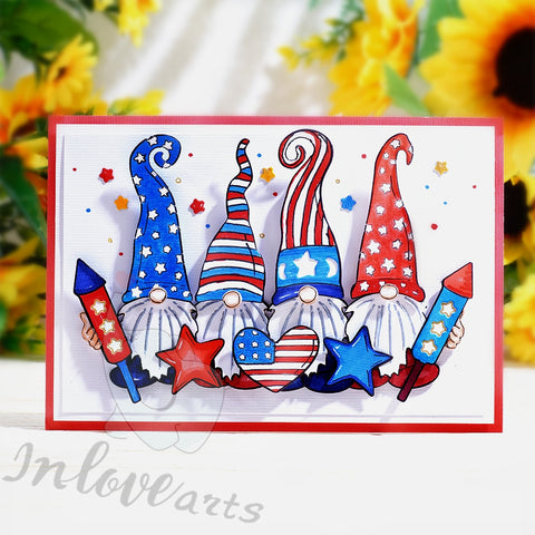 Inlovearts Gnome Celebrate Independence Day Cutting Dies