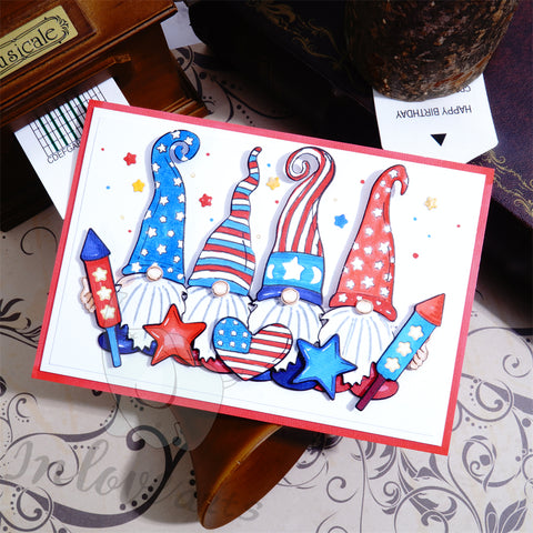 Inlovearts Gnome Celebrate Independence Day Cutting Dies