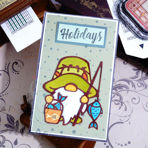 Inlovearts Gnome Go Fishing Cutting Dies