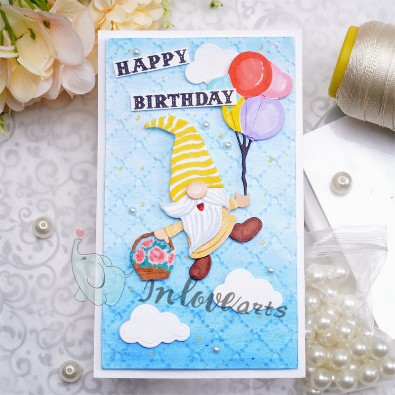 Inlovearts Gnome Holding Balloons Cutting Dies