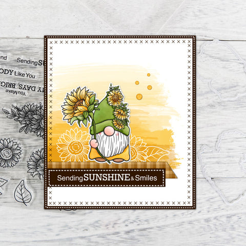 Inlovearts Gnome Holding Sunflower Die with Stamps Set