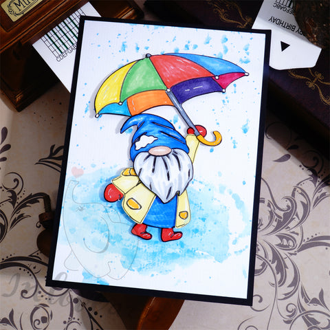 Inlovearts Gnome Holding Umbrella Cutting Dies