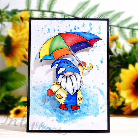 Inlovearts Gnome Holding Umbrella Cutting Dies